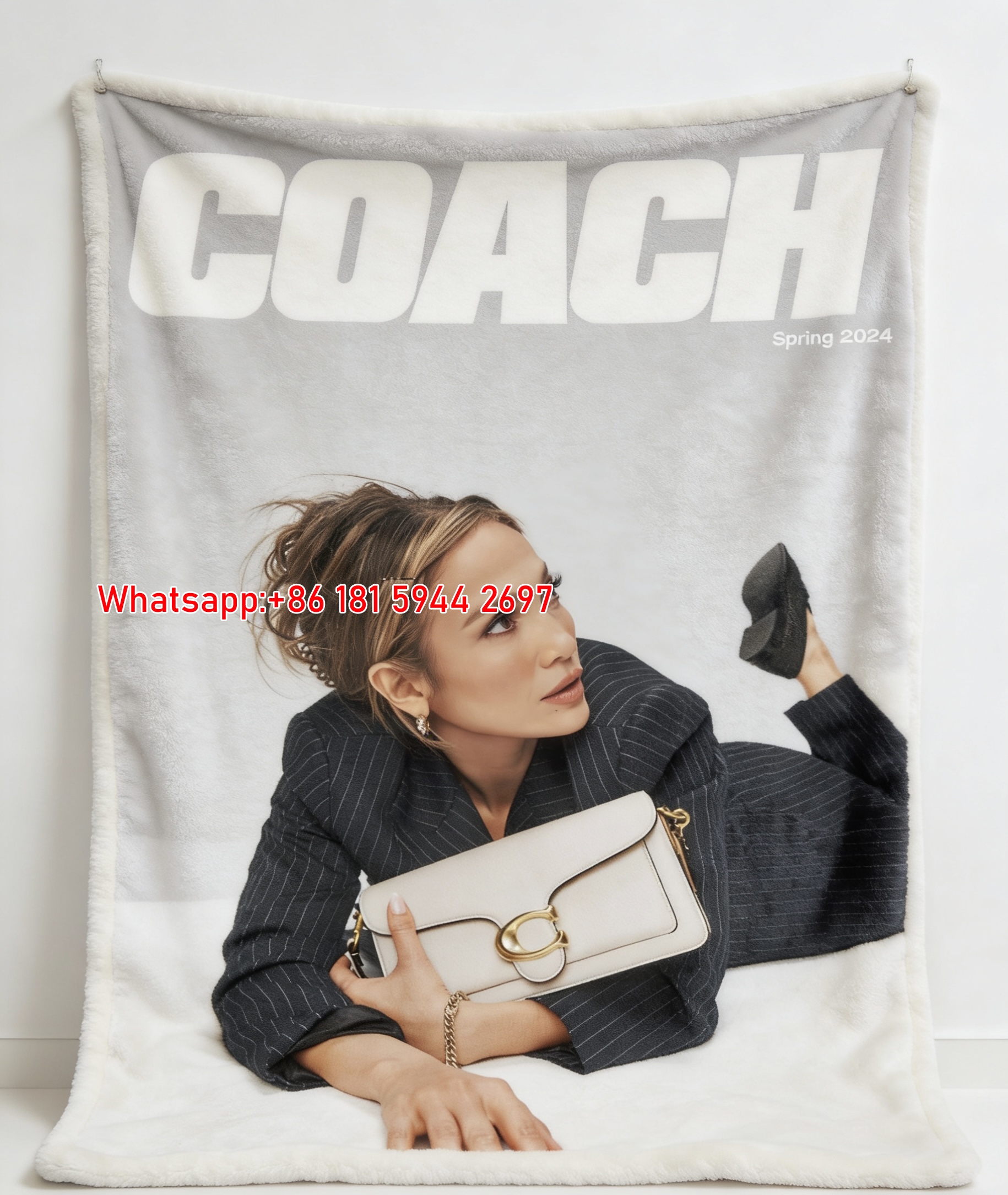 Coach New York Horse And Carriage Ringer Tee Flannel Throw Blanket for Couch and Wall Decor C321